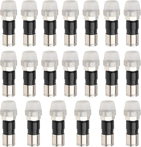 موصلات ضغط RG6 10 حزم، موصلات RG6 من النوع F 75 أوم، تركيب ضغط الكابل المحوري RG6 مع حلقة O لختم الطقس وحذاء مطاطي مقاوم للماء in Saudi Arabia