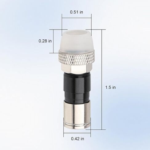 موصلات ضغط RG6 10 حزم، موصلات RG6 من النوع F 75 أوم، تركيب ضغط الكابل المحوري RG6 مع حلقة O لختم الطقس وحذاء مطاطي مقاوم للماء in Saudi Arabia