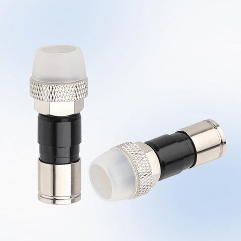 موصلات ضغط RG6 10 حزم، موصلات RG6 من النوع F 75 أوم، تركيب ضغط الكابل المحوري RG6 مع حلقة O لختم الطقس وحذاء مطاطي مقاوم للماء in Saudi Arabia