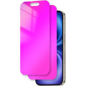 for iPhone 16 Privacy Screen Protector 6.1 Inch Anti Blue Light for 16 Tempered Glass 28° Rose red Gradient Anti-Spy Easy Installation Full Coverage Anti-Scratch