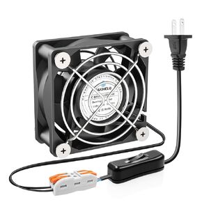 60mm Fan, EC Brushless Motor Cooling Fan, 60x60x25mm AC Fan 110V 120V 220V 240V with AC Plug and Switch, for DIY Cooling Ventilation Exhaust, Server Cabinet