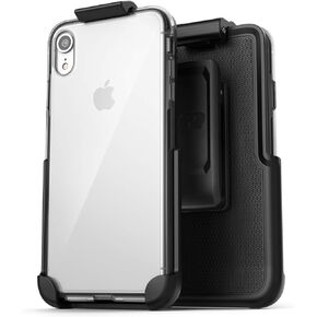 Encased Clear Case Belt Clip Set - Compatible w/Apple iPhone XR (2018) - Transparent Slim Fit Bumper Cover (w/Swivel Holster Clip)