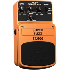 Behringer SUPER FUZZ SF300 3-Mode Fuzz Distortion Instrument Effects Pedal, Peach