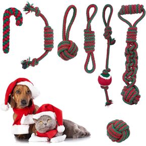Christmas Dog Toys, 7 Pack Dog Chew Toys Set, Dog Christmas Stocking Gifts Stuffers for Small Medium Dogs, Dog Rope Toys for Puppy Chew Teething Cleaning Training