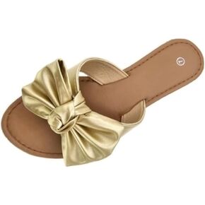 SAMANTHA Sandals Slip On Slide Flat with Twist Knot Bow