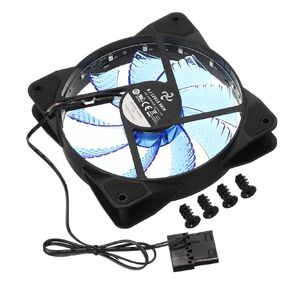 MECCANIXITY 3Pcs Computer Case Fan 600-1200RPM 120mm 4 Pin Blue LED Silent Cooling Fan 15 LED 12V for Desktop Computer Radiators with Rubber Pads 4 Screws