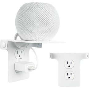 Outlet Shelf, White Wall Outlet Shelf, Outlet Shelf with Cord Storage, Standard Vertical Duplex Wall Shelf Organizer for Bathroom Decor Smart Home Space Saving Power Tools, Toothbrush (1 Pack)
