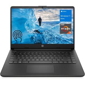 HP 14" HD Touchscreen Laptop, AMD Ryzen 3 5300U Processor, 8GB RAM 256GB SSD, Wi-Fi, Bluetooth, HDMI, Webcam, Windows 11 Home, Black
