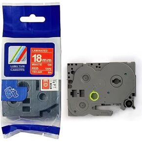 1PK White on Red Standard Laminated Label Tape Compatible for Brother P-Touch TZe-445 TZ445 TZe445(18mm x 8m)