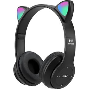 Upgraded Hybrid Noise Cancelling Wireless Bluetooth Headphones Over Ear with Mic Soft-Earpads HiFi Stereo Foldable Lightweight Headset Deep Bass for Home Office Cellphone PC Black