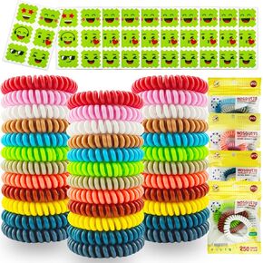 36 Pack Mosquito Repellent Bracelets, Individually Wrapped DEET-Free Insect & Bug Repellent Wristbands with 60 Pcs Mosquito Repellent Stickers for Kids & Adults Outdoor Camping Fishing Traveling