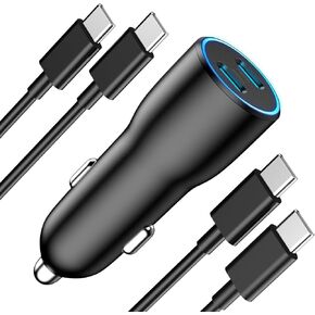 شاحن سيارة USB C لهاتف iPhone 16/16 Pro Max، 2 حزمة محول شاحن سيارة USB C مزدوج 40 وات مع كابل شحن USB C إلى C بطول 3أقدام لهاتف iPhone 16/16 Plus/16 Pro/16 Pro Max/15/15 Plus/15 Pro /15 برو ماكس، أسود
