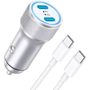 iPhone 16/15 Pro Max Car Charger, 40W Dual Port Fast USB-C Car Charger Power Cigarette Lighter Adapter with 3FT USB C to C Cable for iPhone 16/16 Plus/16 Pro Max/15/15 Pro Max, iPad Pro/Air