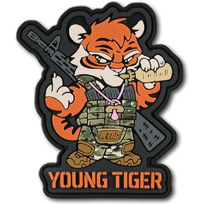 M-Tac Morale Patch - PVC 3D Funny Military Tactical Patch - Tactical Cool Army Meme Patches for Vest, Backpacks, Hats - Hook and Loop Patches (Young Tiger)