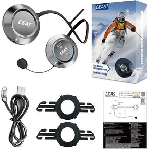 S2 Ski Intercom, Outdoor Helmet Communication System - 3000ft+ for Snowboarding, Skiing, Cycling, Compatible with any Ready Ski Helmet, Hands-free interaction, Music Sharing, Waterproof, Bluetooth 5.1