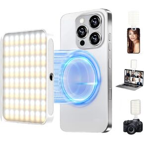 Magnetic Selfie Light, Phone Light, Selfie Light for iPhone, Makeup Light, Lighting for Video Recording, 3 Light Modes, Compatible with iPhone and Android, Filming Light for YouTube/TikTok/Vlog