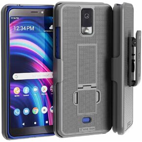 for BLU View 3 Case with Belt Clip Holster, Kickstand Slim Cover Phone Case for View 3 - Black