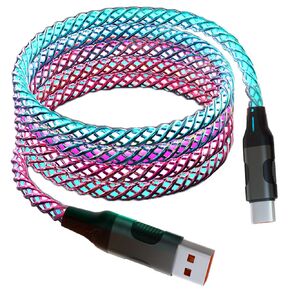 LED USB C to Type C Cable, RGB Colorful Gradual 5ft Type C Charger Cable 60W Fast Charging Cord for iPhone 15 16 Pro Max Plus, Samsung Galaxy S24 S23 S22 S21 S20 Ultra, iPad Mini/Air, MacBook More