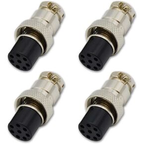 8 Pin Female Panel Connector 16mm GX16 Mount Circular Metal Connectors Adapter Microphone Plug Pack of 4