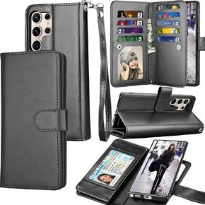 Galaxy S24 Ultra Case, Galaxy S24 Ultra 5G Wallet Case, Tekcoo Luxury PU Leather ID Cash Credit Card Slots Holder Carrying Flip Cover [Detachable Magnetic Hard Case] for Samsung S24 Ultra [Marble]