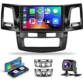 Android Car Stereo for 2005-2014 Toyota Fortuner Hilux with Wireless Car Play Android Auto MirrorLink HiFi Audio, Podofo 9" HD IPS Touch Screen Bluetooth Car Radio with GPS WiFi 16EQ Backup Camera Mic