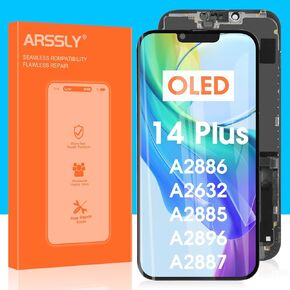 OLED for iPhone 14 Plus Screen Replacement,LCD Display Digitizer Touch Screen Assembly A2886,A2632,A2885 Repair Parts with Tools(Black,6.7 inch)