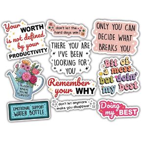 (10pcs) Motivational Stickers Funny Inspirational Positive Affirmation Positivity Stickers Funny Gifts Multiple Different Design, Waterproof, UV- Resistant, Suitable for Tumbler, Laptop, Car, Truck