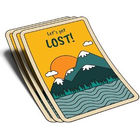 (3Pcs) Let's Get Lost Sticker Nature Adventure Decal Waterproof Vinyl Stickers Adult for Laptop Kindle Car Tumbler Water Bottle Mug Phone Notebook Helmet - Size 3"x2.1"