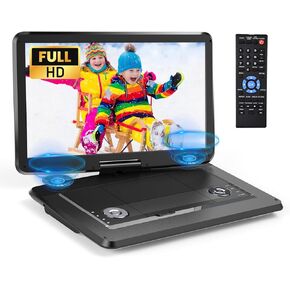Arafuna 18" Portable DVD Player with with 5-Hour Rechargeable Battery, 16" HD Swivel Screen with Dual Stereo Speakers, Support USB/SD/Sync TV, Regions Free