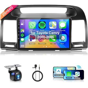 HiFi 2+64G for Toyota Camry 2000-2006 Android 13 Car Radio Stereo,Wireless Carplay Android Auto 9 inch Screen Bluetooth,Car Audio Receiver GPS WiFi Backup Camera FM/RDS SWC