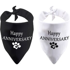 2 Pack Happy Anniversary Dog Bandana Pregnancy Announcement Baby Announcement Gift (Happy Anniversary 2 Pack)