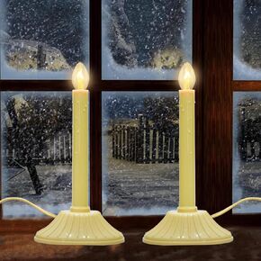 4 Pack Christmas Electric Window Candles, Electric Window Candle Lamps with Nickel Plated Base and C26 Clear Edison Bulb, Plug in Window Lights for Holiday Party Table Wedding Christmas Decorations