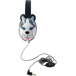 2810-HUS Listening First Headphones, Husky Motif; Adjustable and Flexible Headband; Slotted Baffles in Ear Cups; 3.5mm Plug; 5.5-Foot Attached Cord; Inline Volume Control