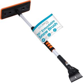 BIRDROCK HOME 55" Extendable Snow Brush with 14" Foam Head & Detachable Scraper | Aluminum Grip for Car, Truck, SUV | Safe on Auto Windshield & Windows | Wide Frost Remover for Semi & Small Vehicles