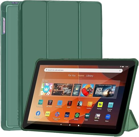 حافظة رفيعة لجهاز Amazon Kindle All-New Fire HD 10 Tablet (10.1"، الجيل الثالث عشر، 2023)، غطاء حامل ثلاثي الطي مزدوج الزاوية خفيف الوزن، هيكل صلب من البولي يوريثان الناعم مع خاصية التنبيه/النوم التلقائي، أسود in Kuwait