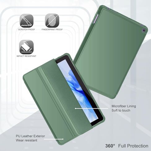 حافظة رفيعة لجهاز Amazon Kindle All-New Fire HD 10 Tablet (10.1"، الجيل الثالث عشر، 2023)، غطاء حامل ثلاثي الطي مزدوج الزاوية خفيف الوزن، هيكل صلب من البولي يوريثان الناعم مع خاصية التنبيه/النوم التلقائي، أسود in Kuwait