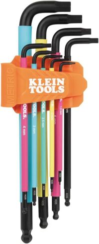 Klein Tools BLS9 9-Piece Extra-Long Hex Key Set, SAE Color-Coded L Style Ball-End Keys with Caddy, Heat-Treated, Sizes 7/64-Inch to 3/8-Inch in Saudi Arabia