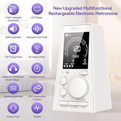 المسرع الرقمي للبيانو والجيتار والطبل وجميع الآلات الموسيقية، المسرع الإلكتروني مع حجم، إيقاع قابل للتعديل، قابلة للشحن، المسرع مع مكبر الصوت، وظيفة الموقت، شاشة LCD in Kuwait