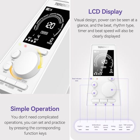المسرع الرقمي للبيانو والجيتار والطبل وجميع الآلات الموسيقية، المسرع الإلكتروني مع حجم، إيقاع قابل للتعديل، قابلة للشحن، المسرع مع مكبر الصوت، وظيفة الموقت، شاشة LCD in Kuwait