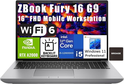 كمبيوتر محمول HP ZBook Fury 16 G9 مقاس 16 بوصة FHD Mobile Workstation Business، الجيل الثاني عشر Intel 12-Core i5-12600HX (Beat i7-11700B)، RTX A2000 8GB GDDR6، 32GB DDR5، 2 تيرابايت SSD، WiFi 6E، Windows 11 Pro in Saudi Arabia