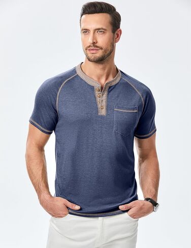 JMIERR Men's Henley Long/Short Sleeve T-Shirt Stretch Cotton Casual Pullover Tee Shirts with Pockets in Saudi Arabia