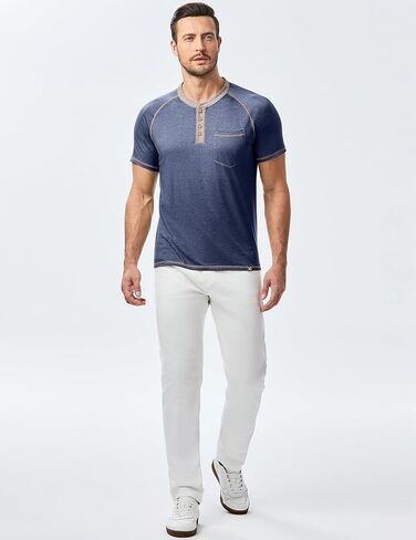 JMIERR Men's Henley Long/Short Sleeve T-Shirt Stretch Cotton Casual Pullover Tee Shirts with Pockets in Saudi Arabia