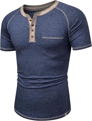 JMIERR Men's Henley Long/Short Sleeve T-Shirt Stretch Cotton Casual Pullover Tee Shirts with Pockets in Saudi Arabia