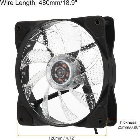 MECCANIXITY 3 قطع مروحة حالة الكمبيوتر 600-1200 دورة في الدقيقة 120 مم 4 دبوس أزرق LED مروحة تبريد صامتة 15 LED 12 فولت لمشعات الكمبيوتر المكتبي مع وسادات مطاطية 4 براغي in Saudi Arabia