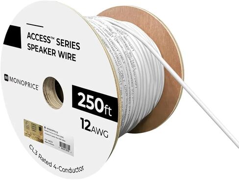 Monoprice Speaker Wire - CL3 in-Wall Rated, 4-Conductor, Color Coded, 14AWG, 250 Feet, White in Saudi Arabia
