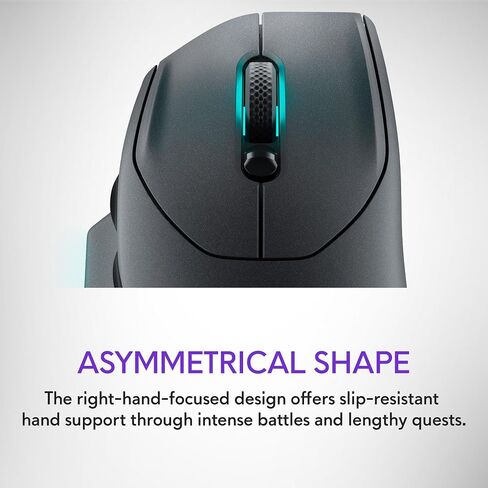 ماوس الألعاب اللاسلكي Alienware AW620M - لاسلكي/سلكي، 1 × USB - 4 دبابيس USB من النوع A، 26000 نقطة في البوصة، وزن 3.52 أونصة (99 جم)، 7 أزرار، قبضة غير قابلة للانزلاق، ما يصل إلى 140 ساعة من الألعاب - الجانب المظلم من القمر in Saudi Arabia