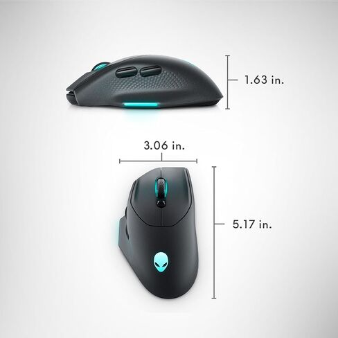 ماوس الألعاب اللاسلكي Alienware AW620M - لاسلكي/سلكي، 1 × USB - 4 دبابيس USB من النوع A، 26000 نقطة في البوصة، وزن 3.52 أونصة (99 جم)، 7 أزرار، قبضة غير قابلة للانزلاق، ما يصل إلى 140 ساعة من الألعاب - الجانب المظلم من القمر in Saudi Arabia