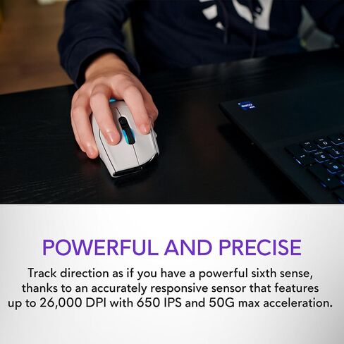 Alienware Wireless Gaming Mouse AW620M - Wireless/Wired, 1 x USB - 4 pin USB Type A, 26000 dpi, 3.52oz (99g) Weight, 7 Buttons, Non-Slip Grip, up to 140 Hours of Gaming - Dark Side of The Moon in Saudi Arabia