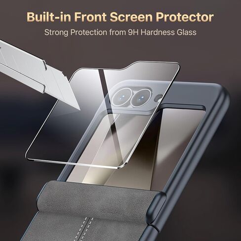 SOOPII لهاتف Samsung Galaxy Z Flip 6 مع واقي شاشة خارجي مدمج، حافظة هاتف من جلد البولي يوريثان Z Flip 6 مع حماية مفصلية، غطاء هاتف واقٍ نحيف وتغطية كاملة مقاوم للصدمات لهاتف Flip6، بني in Kuwait