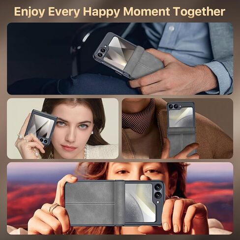 SOOPII لهاتف Samsung Galaxy Z Flip 6 مع واقي شاشة خارجي مدمج، حافظة هاتف من جلد البولي يوريثان Z Flip 6 مع حماية مفصلية، غطاء هاتف واقٍ نحيف وتغطية كاملة مقاوم للصدمات لهاتف Flip6، بني in Kuwait